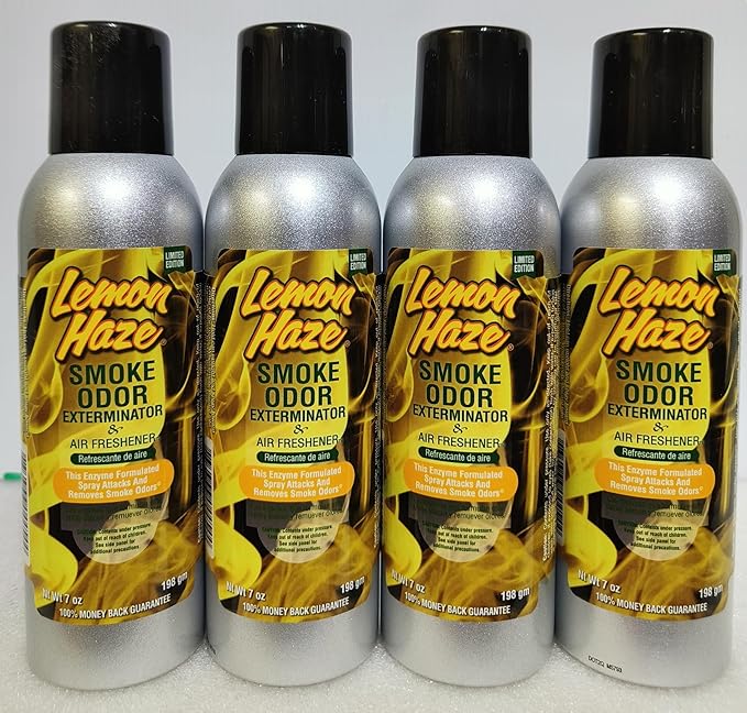 Smoke Odor Exterminator 198 gm/ 7 oz Large Spray Lemon Haze 7oz Can 4 Pack. Assorted