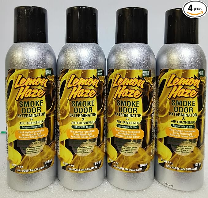 Smoke Odor Exterminator 198 gm/ 7 oz Large Spray Lemon Haze 7oz Can 4 Pack. Assorted