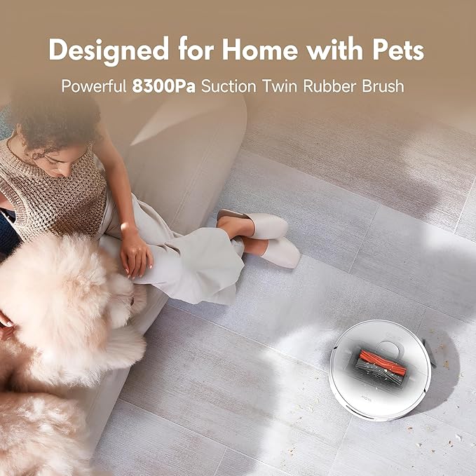 Mova S20 Ultra Robot Vacuum and Mop Combo with Dual Roller Brush 8300Pa Suction 140℉ Hot Water Mop Self-Washing &amp Drying Mop Auto-Lift for Carpet Self-Empty Self-Refilling Voice &amp App Co