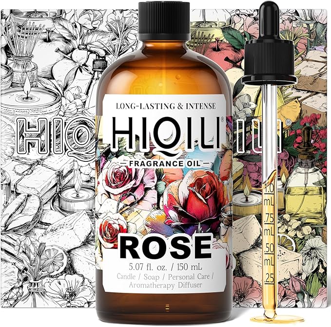 HIQILI Rose Fragrance Oil for Candle &amp Soap Making Essential Oil Diffuser Floral Scents Add to Laundry Dryer Balls - 5.07 Fl Oz