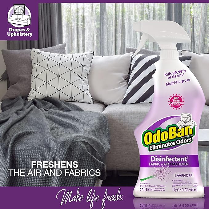 OdoBan Ready-to-Use Disinfectant and Odor Eliminator Set of 3 Spray Bottles Made in the USA Original Eucalyptus and Lavender Scents 32 Ounces Each