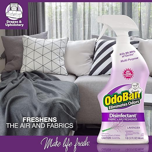 OdoBan Ready-to-Use Disinfectant and Odor Eliminator Set of 12 Spray Bottles 32 Ounces Each Lavender Scent