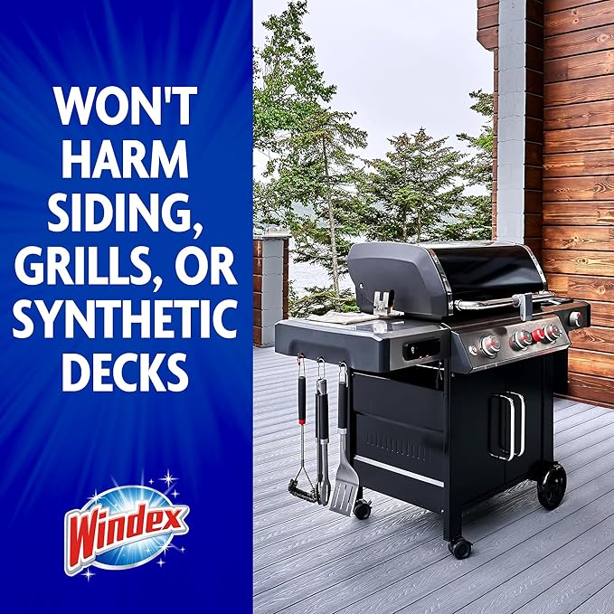 Windex Outdoor Window and Glass Cleaner for Hose Ammonia Free Concentrated Formula for Deep Outdoor Clean Patio Cleaner Compatible With All Hoses 32 Fl Oz (Pack of 2)