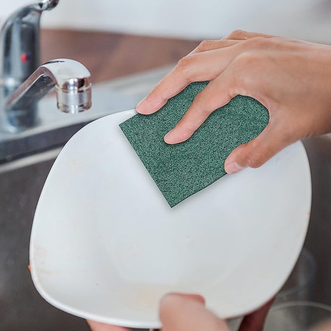 100 Pack Heavy Duty Scouring Pads 3x4 Inch – Green Scrubbing Pads Non Scratch Bulk Scrub Pads for Kitchen Dishes Pots Pans Grill &amp Household Cleaning – Reusable Multipurpose Scrubber Pads