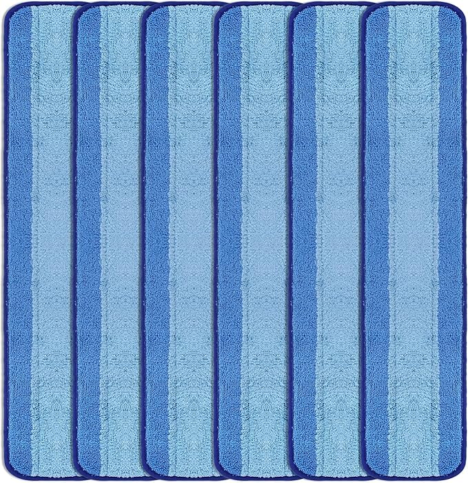 LTWHOME 24 Microfiber Commercial Mop Refill Pads in Blue Fit for Wet or Dry Floor Cleaning (Pack of 6)