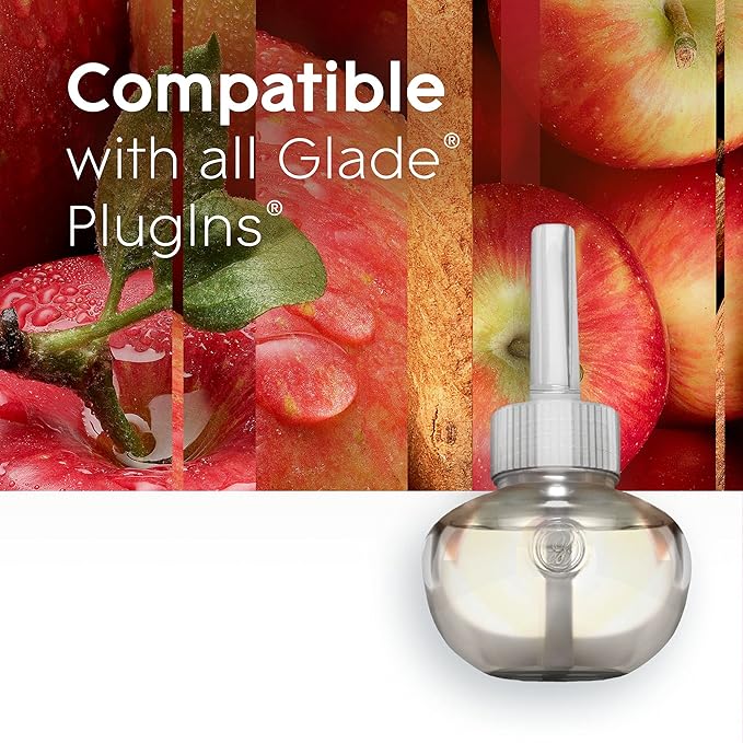 Glade PlugIns Refills Air Freshener Scented and Essential Oils for Home and Bathroom Apple Cinnamon 6.7 Fl Oz 10 Count