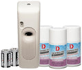 Big D 854 Metered Aerosol Starter Kit French Buttercreme Fragrance (Contains Dispenser 2 Batteries 3 Aerosol Cans) - Air freshener ideal for restrooms offices schools restaurants hotels