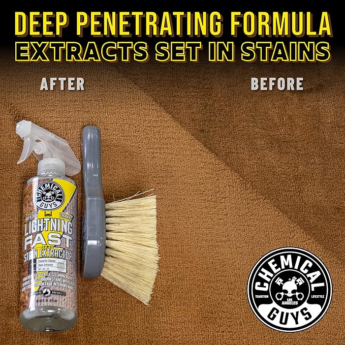 Chemical Guys Lightning Fast Carpet and Upholstery Stain Extractor - Carpet Cleaner Safe for Fabric Upholstery Cars Home Office Furniture and More Fresh Scent - 128 oz