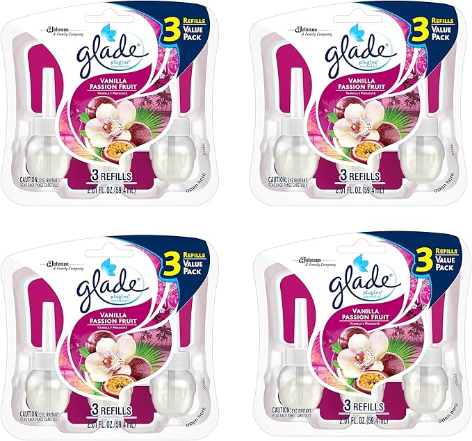 Glade Plugins Scented Oil Air Freshener Refill updvvH 4 Pack(2.01 Ounce)Vanilla Passion Fruit