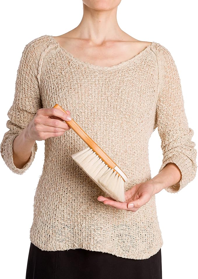 REDECKER S-Shaped Dust Brush with Goat Hair Bristles and Waxed Beechwood Handle Made in Germany - Dust Brush for Books - Goat Hair Dusting Brush