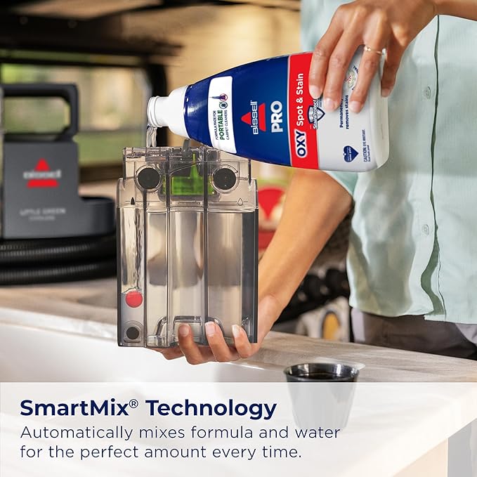 BISSELL Little Green Cordless SmartMix Powerful Cordless Suction HydroRinse Self-Cleaning Hose Tool Pro Oxy Spot &amp Stain Formula Included
