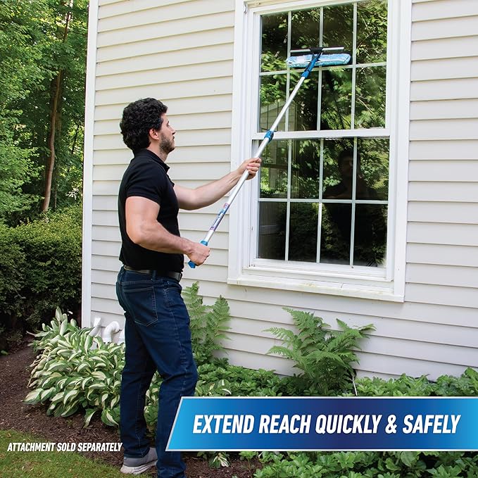 Unger Professional Connect &amp Clean 3’-6’ Aluminum Telescopic Extension Pole with Locking Cone &amp Quick-Flip Clamp – Compatible with Cleaning Tool Attachments Window Cleaning &amp Dusting Tool
