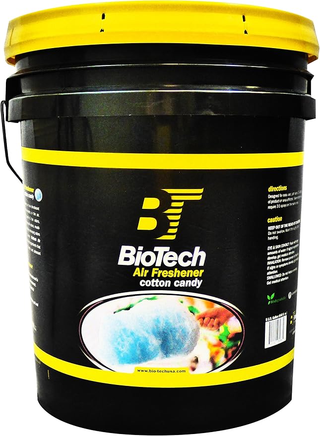 BioTech Air Freshener Cotton Candy Scent Contains no Harmful solvents and Safe for use on Any Environment Controls Smoke Cigarette Mildew pet and Food Odors 5 Gallons Pail (1)