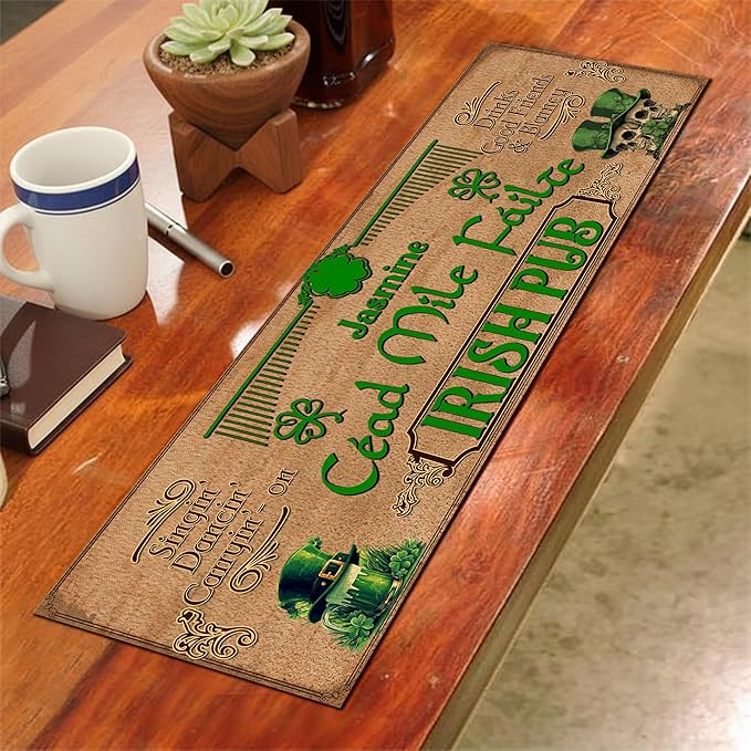 THUYPT Personalized Irish Bar Mat St Patrick's Day Decorations Kitchen Counter Irish Bar Dish Drying Mat Patrick's Lucky Shamrock Quick Drying Spill Mats (09)
