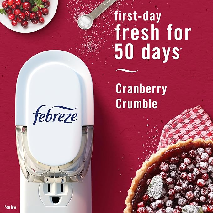 Febreze Odor-Fighting Fade Defy PLUG Air Freshener Baked Cinnamon AppleCranberry Crumble.87 fl. oz. Oil Refill(Pack of 8)