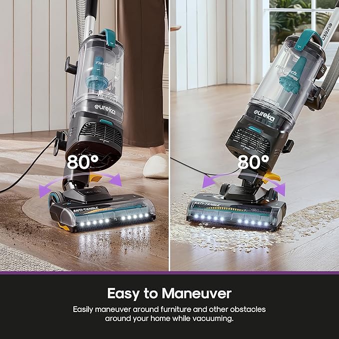 Eureka FlexReach Plus Bagless Upright Vacuum Cleaner for HomePet Vacuum for Carpet and Hard Floor Lift-Up Vacuum with Flooring Type Sensor HEPA FilterAnti-Tangle NEU652 Green