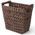 GRANNY SAYS Woven Trash Basket Brown Wastepaper Basket with Handles Wicker Bathroom Trash Can for Dorm Laundry Room 1-Pack 13 x 7 ½ x 12 ½