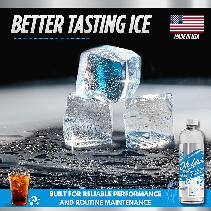 Oh Yuk Ice Machine Cleaner Descaler – Scale &amp Buildup Remover Nickel-Safe Ice Maker Cleaning Solution Compatible with GE nugget Igloo &amp All Standalone Ice Makers. For A Fresh Ice Machine