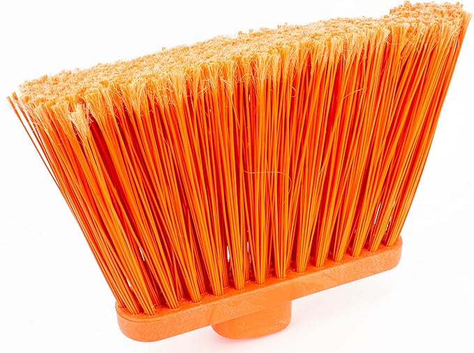 SPARTA 41082EC24 Plastic Color Coded Broom Flagged Bristles Long Broom With Angled Head For Large Debris 56 Inches Orange