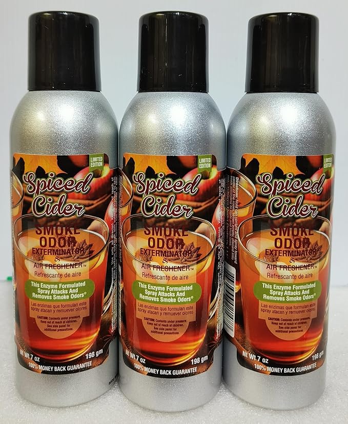Smoke Odor Exterminator 198 gm/ 7 oz Large Spray Spiced Cider 7oz Can 3 Pack. Assorted