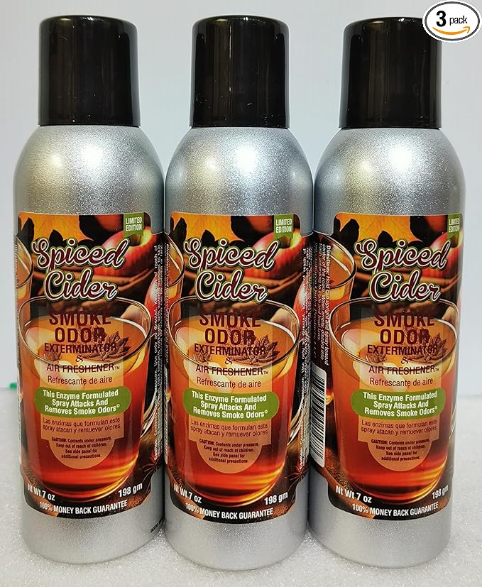 Smoke Odor Exterminator 198 gm/ 7 oz Large Spray Spiced Cider 7oz Can 3 Pack. Assorted