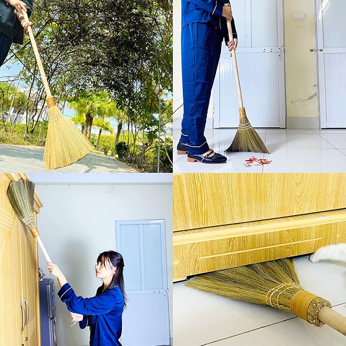 TTS Handmade Whisk Sweeping Broom - Vietnamese Straw Soft Broom for Indoor or Outdoor Sweeping - 9.45 Width 39.37 Length