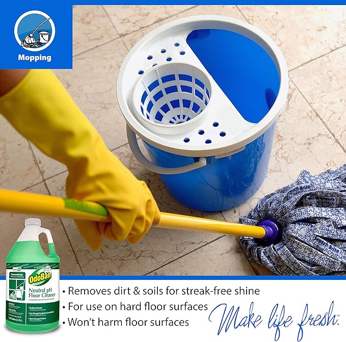 OdoBan Professional Series Neutral pH No Rinse Floor Cleaner Concentrate Made in the USA 4 Gallons