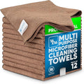 MW Pro Microfiber Cleaning Cloth | Tan | 12 Pack | 16” x 16” | All Purpose Microfiber Towels - Clean Dust Polish Scrub Absorbent