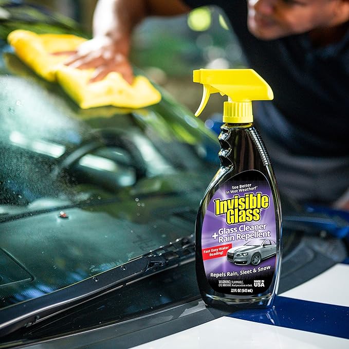 Invisible Glass 92184-4PK Glass Cleaner + Rain Repellent 2-in-1 Windshield and Window Spray Cleans Auto Glass Repels Rain Sleet Snow Improves Wet Weather Visibility – 22 fl oz (Pack of 4)
