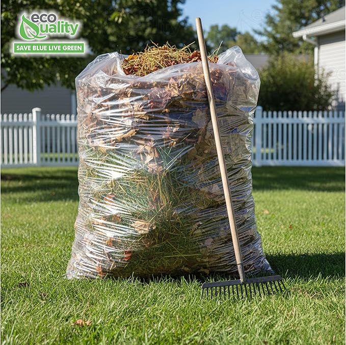 (40 Pack) 35x55 inch Large Heavy Duty Clear Trash Bags - Yard Trash Bags Leaves Lawn and Leaf Bags Recycling Garbage Bags Construction Industrial Bags