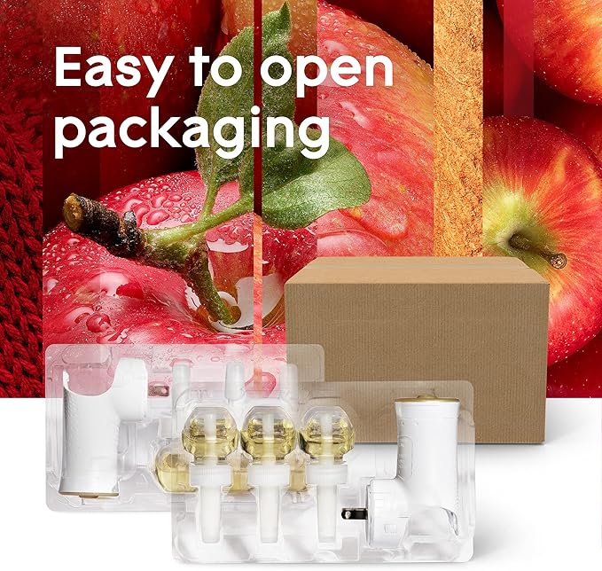 Glade PlugIns Air Freshener Starter Kit Scented and Essential Oils for Home and Bathroom Apple Cinnamon 4.02 Fl Oz 2 Warmers and 6 Refills