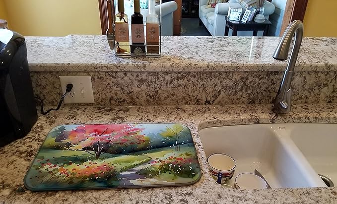 Caroline's Treasures DAC1693DDM North Carolina Dogwoods in Watercolor Dish Drying Mat Absorbent Dish Drying Mat Pad for Kitchen Counter Dish Drainer Mat for Countertop 14 x 21 Multicolor