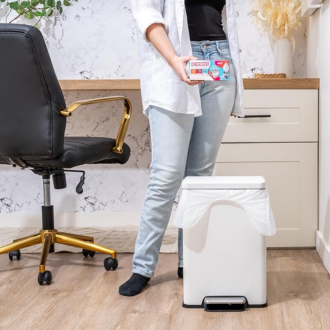 Trash Bags - Small Garbage Bags Clear Trash Can Liners for Bathroom Bins Bedroom Office &amp Kitchen Waste Multi-Purpose Household Wastebasket Cleaning Supplies - 4 Gallon Pack of 3