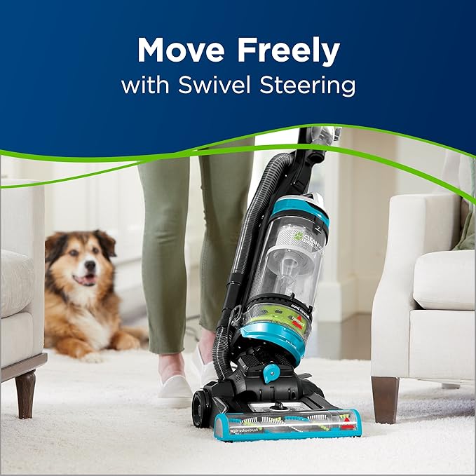 Bissell 2254 CleanView Swivel Rewind Pet Upright Bagless Vacuum Automatic Cord Rewind Swivel Steering Powerful Pet Hair Pickup Specialized Pet Tools Large Capacity Dirt Tank Teal