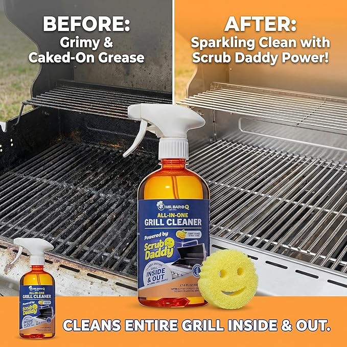 Grill Cleaner for Outdoor Grill – Bbq Cleaner Spray and Griddle Cleaner Kit with Grill Cleaning Tools and Citrus Cleaner 4 Pack