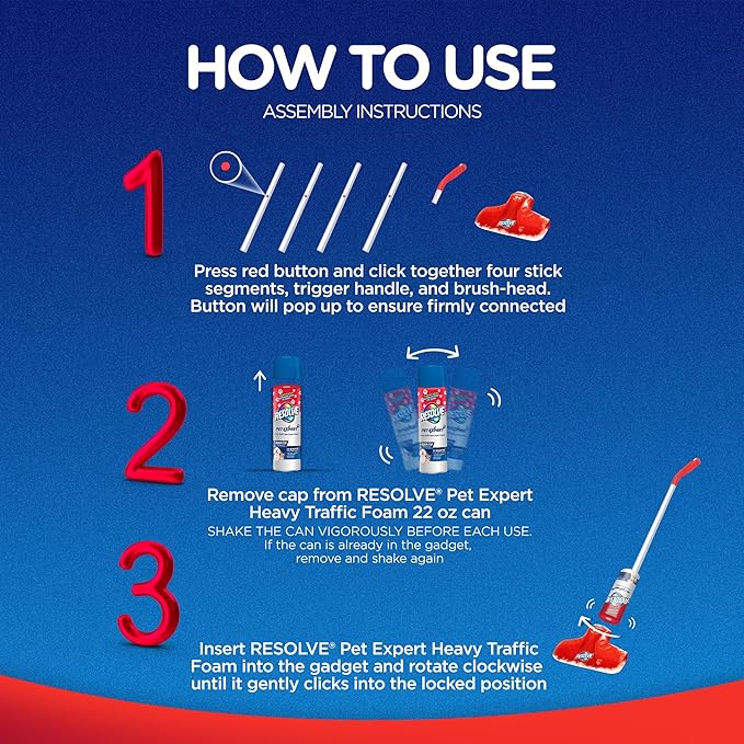 Resolve Pet Expert Easy Clean Carpet Foam Spray Refill 2 Piece Set Stain and Odor Remover Solution