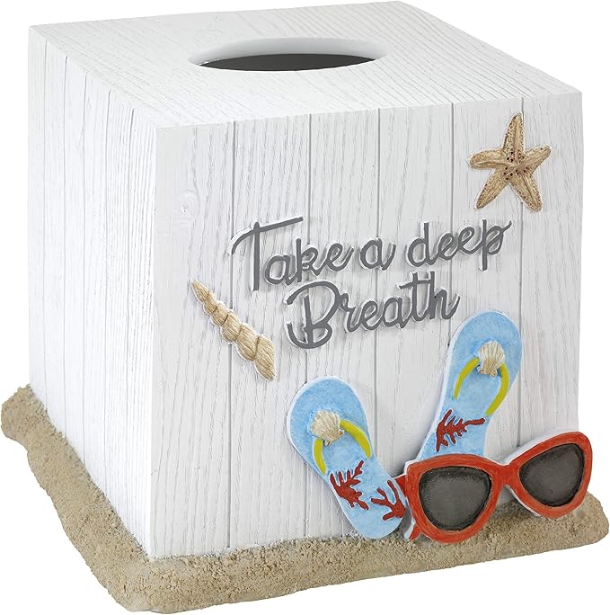 Avanti Linens - Tissue Box Cover Beach Inspired Bathroom Decor (Beach Mode Collection)