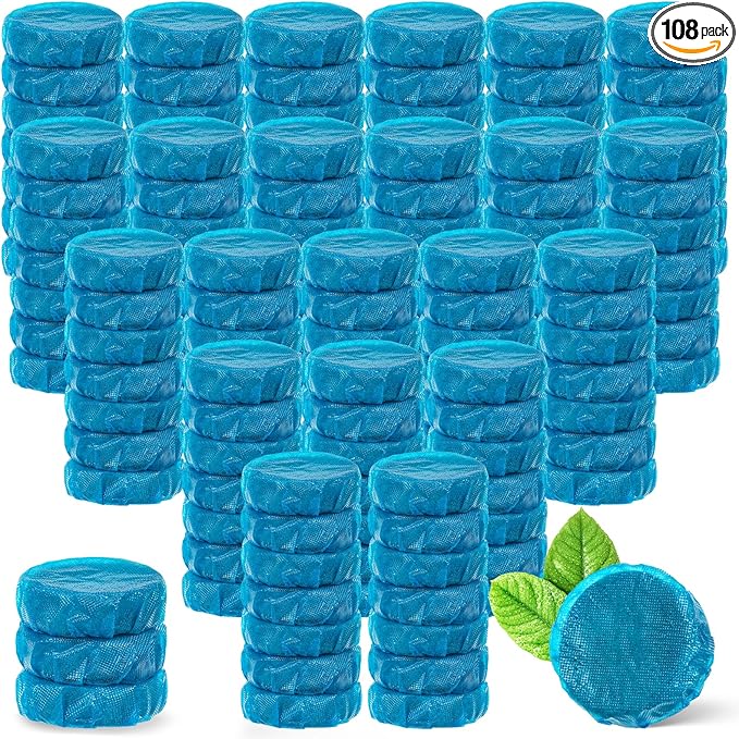 G · PEH Automatic Toilet Bowl Cleaners Tablets 108 Pack Long Lasting Toilet Cleaner Tablets Blue Toilet Tank Cleaner Tablets for Deodorizing &amp Descaling for Bathroom