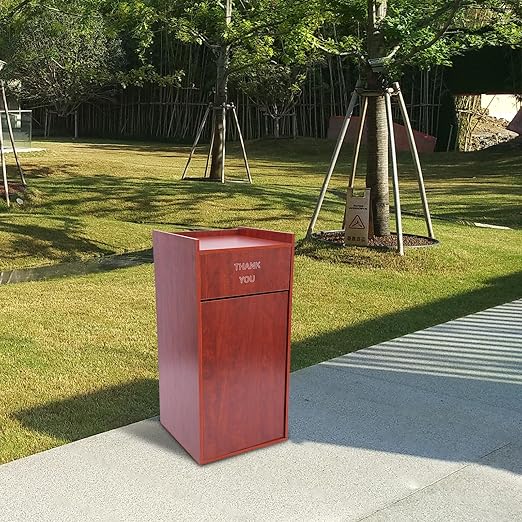 TFCFL Wooden Trash Can with Tray TopCommercial Trash Can Cabinet and Garbage ReceptacleCommercial Grade Rubbish Bin for Office Cafeteria Restaurant (Brown)