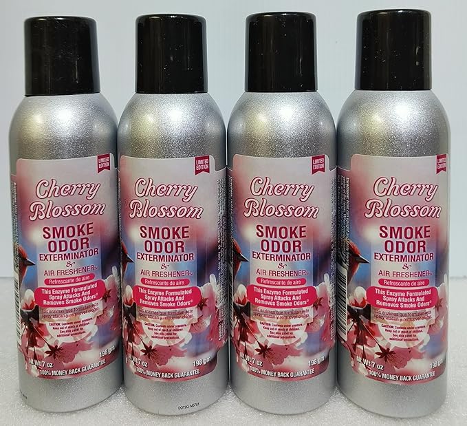 Smoke Odor Exterminator 198 gm/ 7 oz Large Spray Cherry Blossom 7oz Can 4 Pack. Assorted
