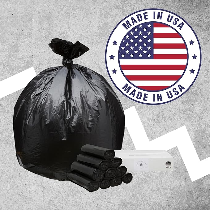 45 Gallon Garbage Trash Bag 40X46 1.2 Mil Black 100 Count Can Liner Bulk 40 Gallon 41 Gallon 42 Gallon 43 Gallon 44 Gallon Made in USA