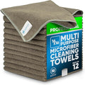 MW Pro Microfiber Cleaning Cloth | Olive | 12 Pack | 16” x 16” | All Purpose Microfiber Towels - Clean Dust Polish Scrub Absorbent