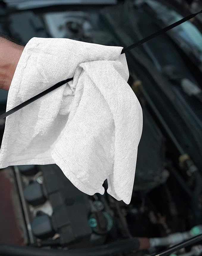 Cotton Shop Rags – (Pack of 150) Size 12x14 Inches Cleaning Rags – Absorbent Shop Towels and Multipurpose Cleaning Towels for Automobiles Industries Garage and Homes (White)
