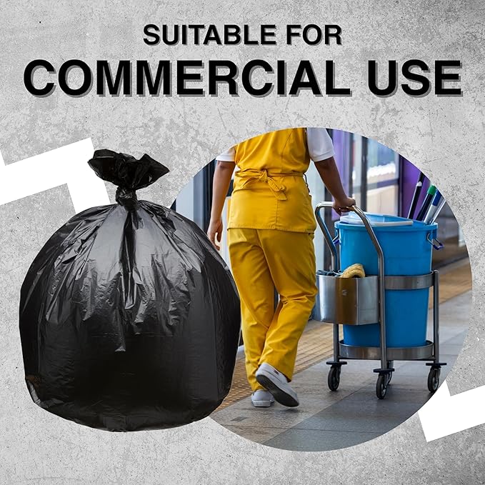 45 Gallon Garbage Trash Bag 40X46 1.5 Mil Black 100 Count Can Liner Bulk 40 Gallon 41 Gallon 42 Gallon 43 Gallon 44 Gallon Made in USA