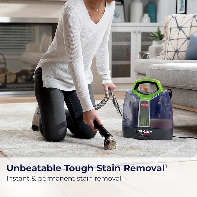 BISSELL Little Green Proheat Portable Deep Cleaner/Spot Cleaner and Car/Auto Detailer with self-Cleaning HydroRinse Tool for Carpet and Upholstery 2513E