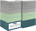 S&ampT INC. 100 Pack Microfiber Cleaning Cloth Edgeless Bulk Towels for Home Reusable Microfiber Towels for Cars Cleaning Rags Assorted Green and Grey 11.5 Inches x 11.5 Inches 100 Count