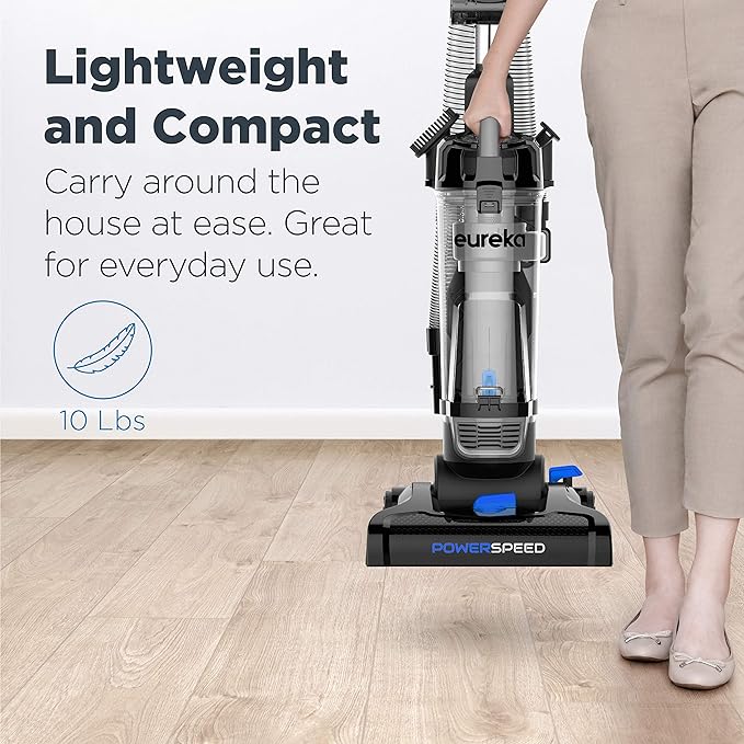 Eureka PowerSpeed Lightweight Upright Vacuum Cleaner for Carpet and Hard Floor Powerful Bagless Upright Vacuum Cleaner for Home Pets NEU181A Blue