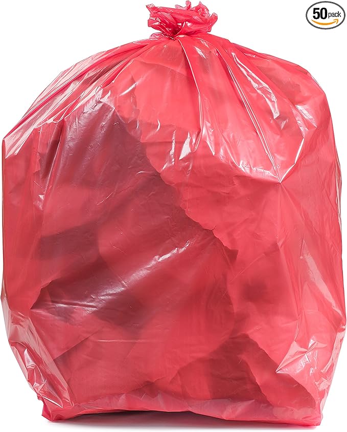 Plasticplace 55-60 Gallon Trash Bags │ 1.2 Mil │ Red Heavy Duty Garbage Can Liners │ 38” x 58” (50 Count) 250 (Pack of 1)