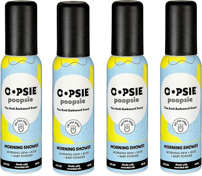 OOPSIE POOPSIE - Morning Shower - Before &amp After You Go Toilet Spray 2oz - Portable Odor Eliminator - 4 Pack