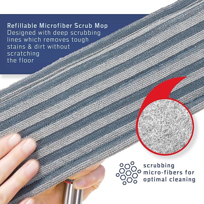 Floor Mop Microfiber Cleaning System - Washable Scrubbing and Reusable Microfiber for Hardwood Laminate and Tile Dust Mop Soft Refills for Wood Walls Vinyl Kitchen